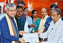 Union Railways Minister Ashwini Vaishnaw receives the certificate of election after being elected as a Rajya Sabha MP, on Tuesday