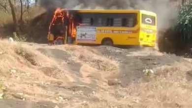 School Bus Fire in Dharampur, valsad