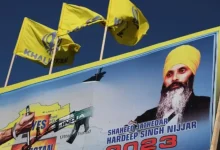 A mural features the image of Hardeep Singh Nijjar in Surrey,