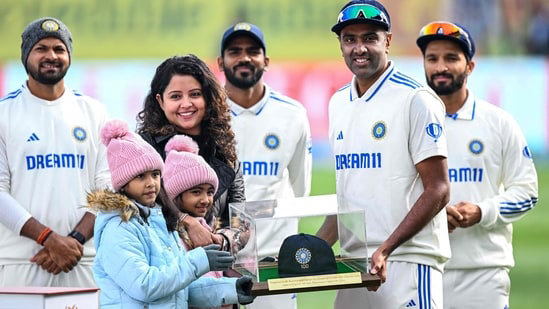 Ashwin couldn't contain his excitement, handing over the prestigious cap to his daughter