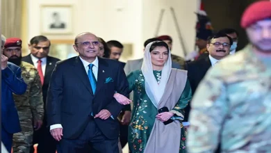 Pakistan President Asif Ali Zardari with daughter Asifa Bhutto
