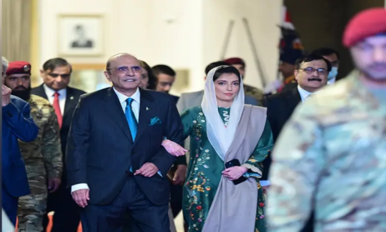 Pakistan President Asif Ali Zardari with daughter Asifa Bhutto