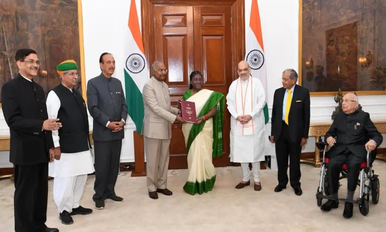 The high-level committee on ‘’one nation one election”, headed by former President Ram Nath Kovind submitting its report to President Droupadi Murmu