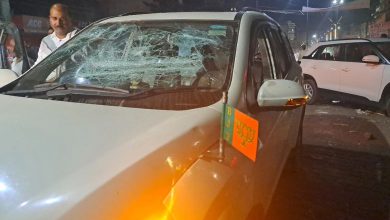 Unidentified people pelted stones at BJP candidate's election rally, damaged car