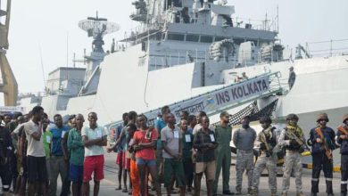 35 pirates caught by the Indian Navy were brought to Mumbai