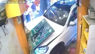 Aftermath of the Mercedes crash at Fateh Kachori shop in Delhi’s Civil Lines