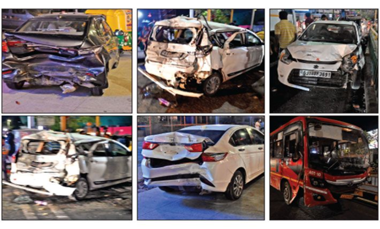 AMTS bus hits 8 vehicles after brake failure; 4 people injured