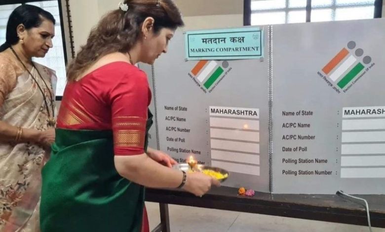 Rupali Chakankar Performing 'Aarti' At Polling Booth, (Image source X)