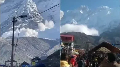 Avalanche in Kedarnath: The entire mountain of snow collapsed in the blink of an eye.... Video