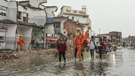 Ayodhya waterlogging rains 6 officials suspended