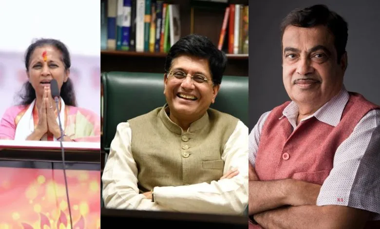 Maharashtra Loksabaha Update Piyush Goyal, Nitin Gadkari, Supriya Sule in lead