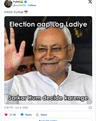 Funny memes started being made on Nitish Kumar after the election results