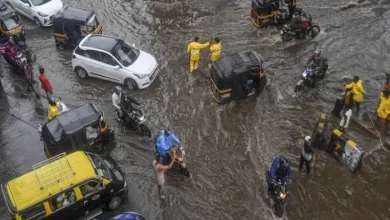 Heavy rain in Mumbai waterlogged roads orange alert issued