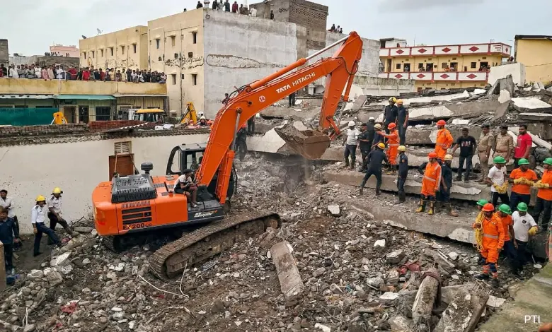 Surat Building Collapse 7 dead rescue operations continue