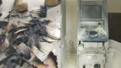 Thieves entered the ATM to rob it and the machine caught fire