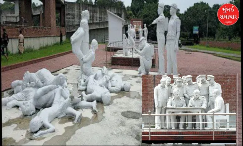 Anti hindu attacks statue of Pak army 1971 surrender in Bangladesh