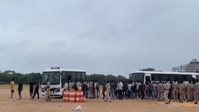 Gandhinagar police arrested protesters in the morning