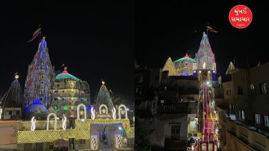 Dwarka's Jagat Mandir lit up in preparation for Janmashtami