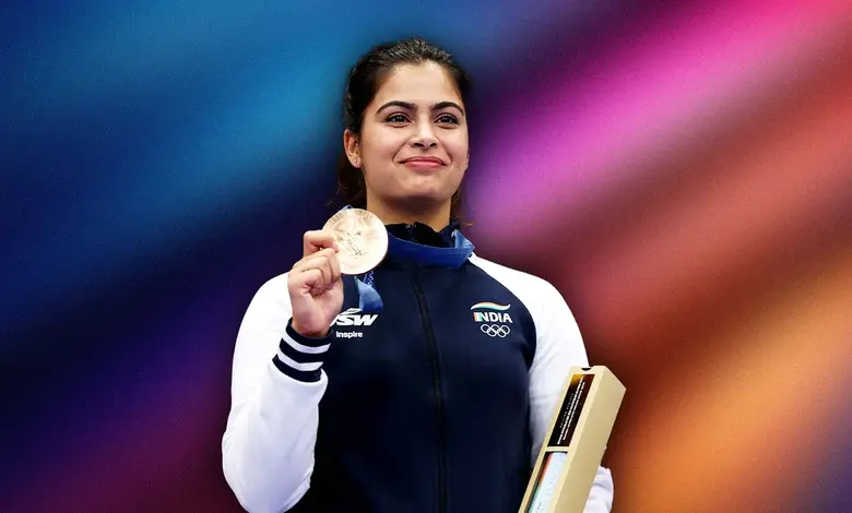 Manu Bhakar receiving her first check with a significant amount of prize money