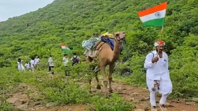 The tricolor was hoisted at a height of 2090 feet on a barda hill