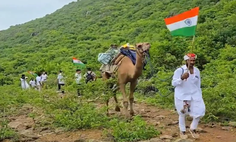 The tricolor was hoisted at a height of 2090 feet on a barda hill