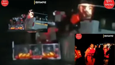 Bus full of passengers stuck in rushing water in Bhavnagar, , NDRF saves lives