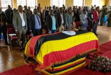 Mourners pay respect to Ugandan athlete who died after was set on fire by her partner