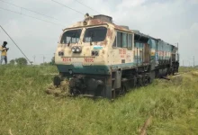 The engine of the train went out of control, started running in the field