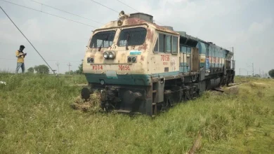 The engine of the train went out of control, started running in the field