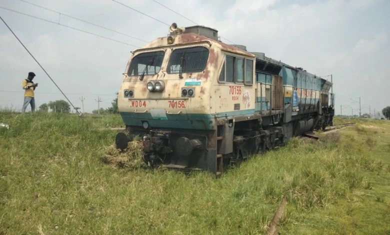 The engine of the train went out of control, started running in the field