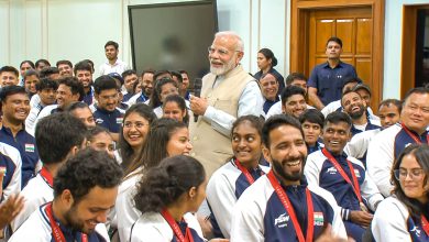 PM Modi in a joking mood with Paralympics medal winning athletes...