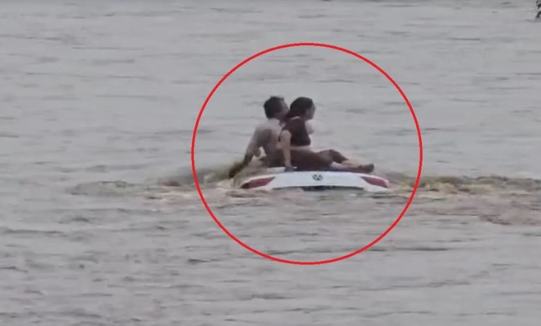 Disaster averted in Gujarat: Car drowns in river in Sabarkantha, video goes viral