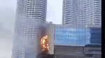 Firefighters battling a blaze at Times Tower in Lower Parel, Mumbai