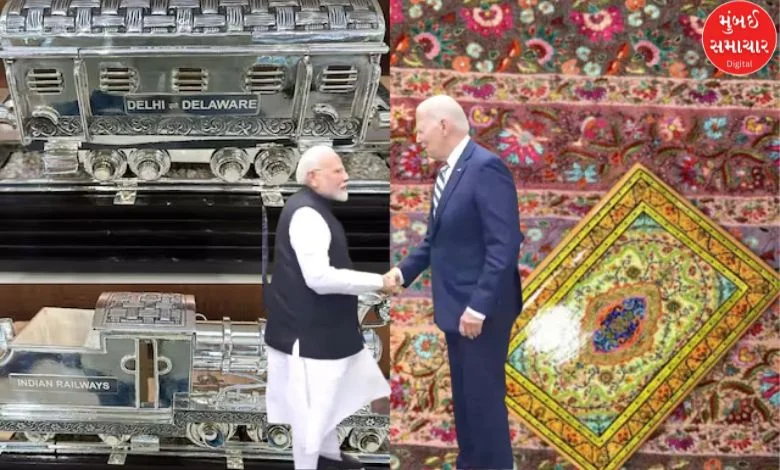 PM Modi gifts silver train, Pashmina shawl to Mr. & Mrs. Biden