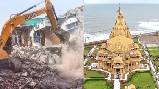 "somnath temple anti-encroachment drive, demolition of illegal structures"