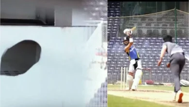 Virat Kohli breaks a wall in Chennai during practice