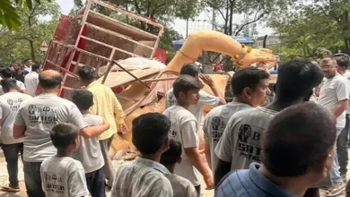 Tractor tire blast during Ganapati immersion in Surat - statue broken