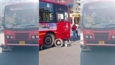 Accident between AMTS bus and bike