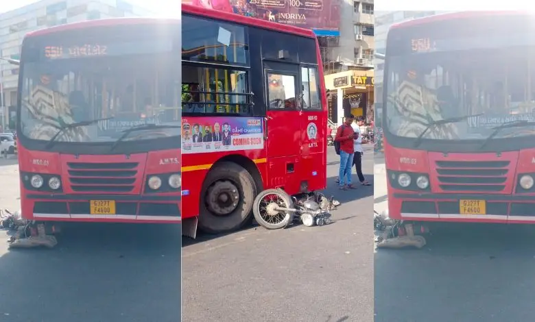 Accident between AMTS bus and bike