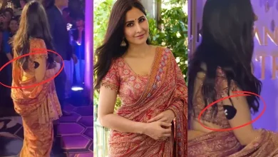 The black patch on the hand of Katrina, who looked beautiful in a saree, worried the fans