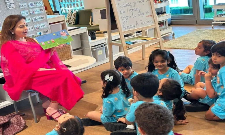 nita ambani turns a storyteller for prithvi, jeh at dhirubhai ambani school