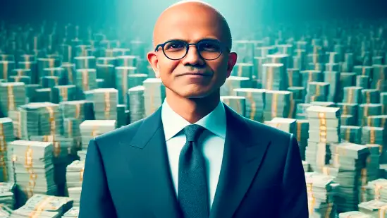 satya nadella, ceo of microsoft, smiling during a presentation