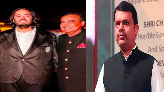 devendra fadnavis meets mukesh ambani and son anant ambani