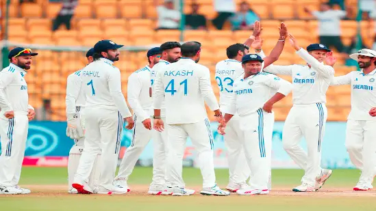 new zealand celebrate historic win over india in bengaluru test