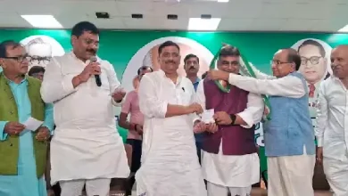 pranav kumar pandey with jdu leaders during membership ceremony