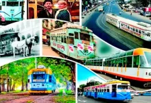 "vintage kolkata tram disappearing into the distance with silver bells ringing"