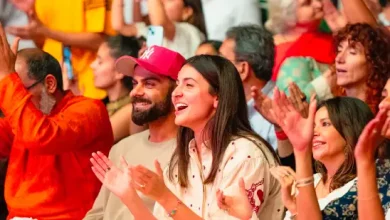 virat kohli and anushka sharma at krishna das kirtan in mumbai