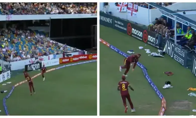 Brandon King's amazing catch near boundary against England