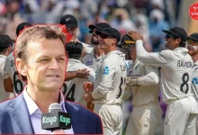 Gilchrist addressing the Indian cricket team after the loss to New Zealand