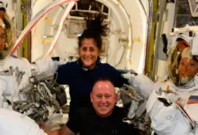 International Space Station with visible structural cracks Sunita Williams